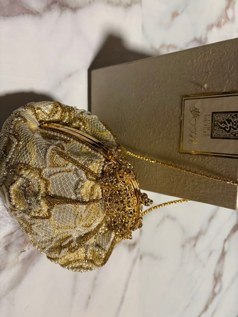 ビーズ刺繍 ゴールド系 和装用バッグ 高級和装バック