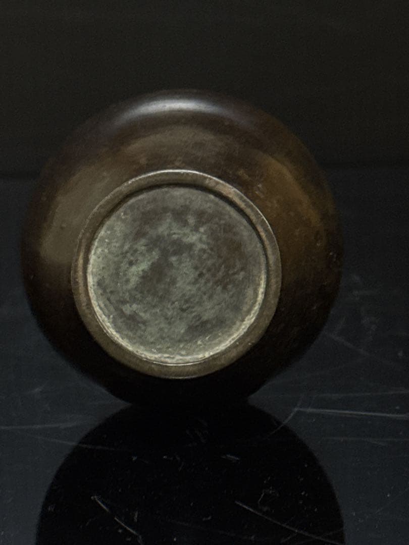 江戸期 極上 唐銅 柑子口 盛上龍巻 花瓶 花生 仏教美術 茶道具