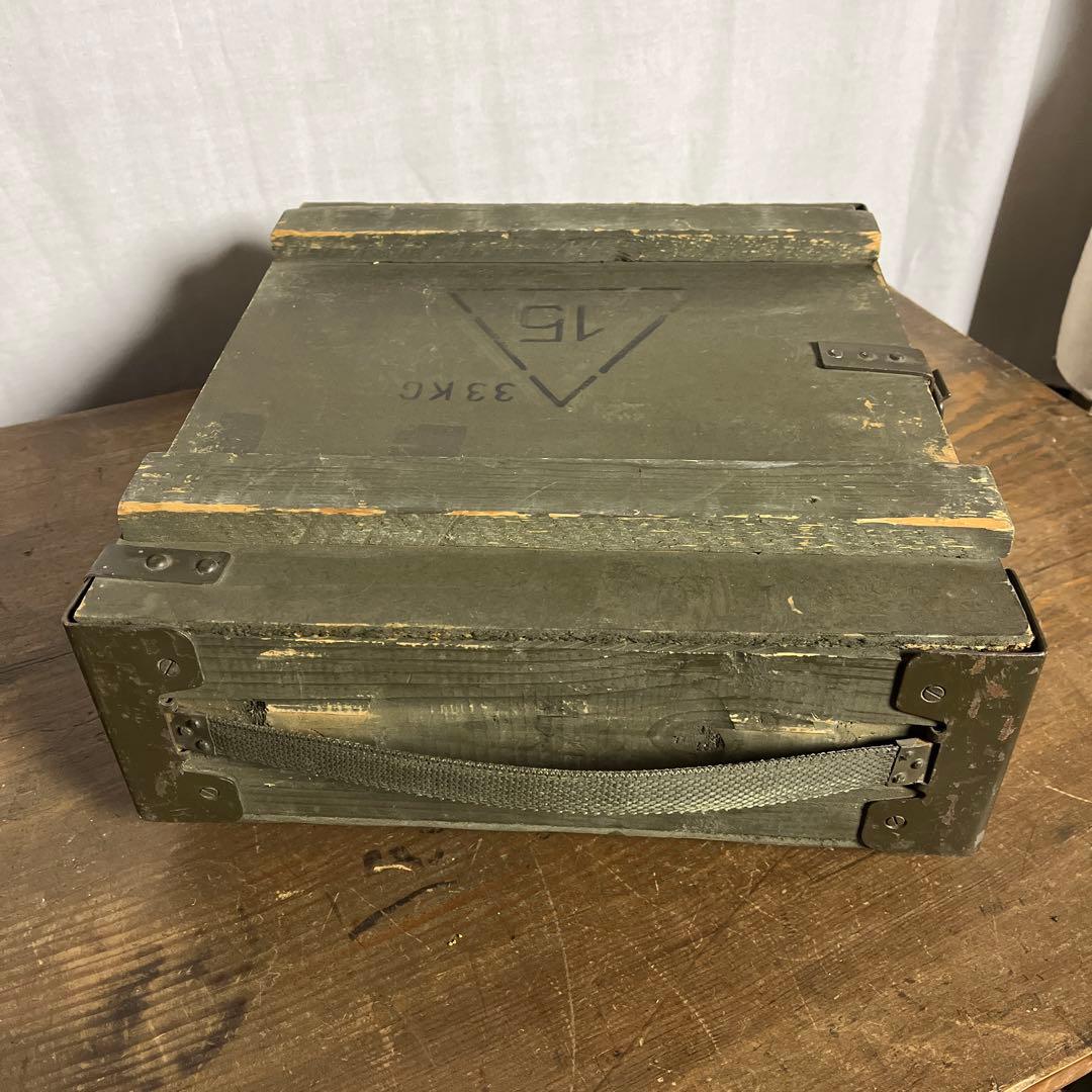 ユーロミリタリー実物◾️木製ボックス キャリーケース アンモボックス