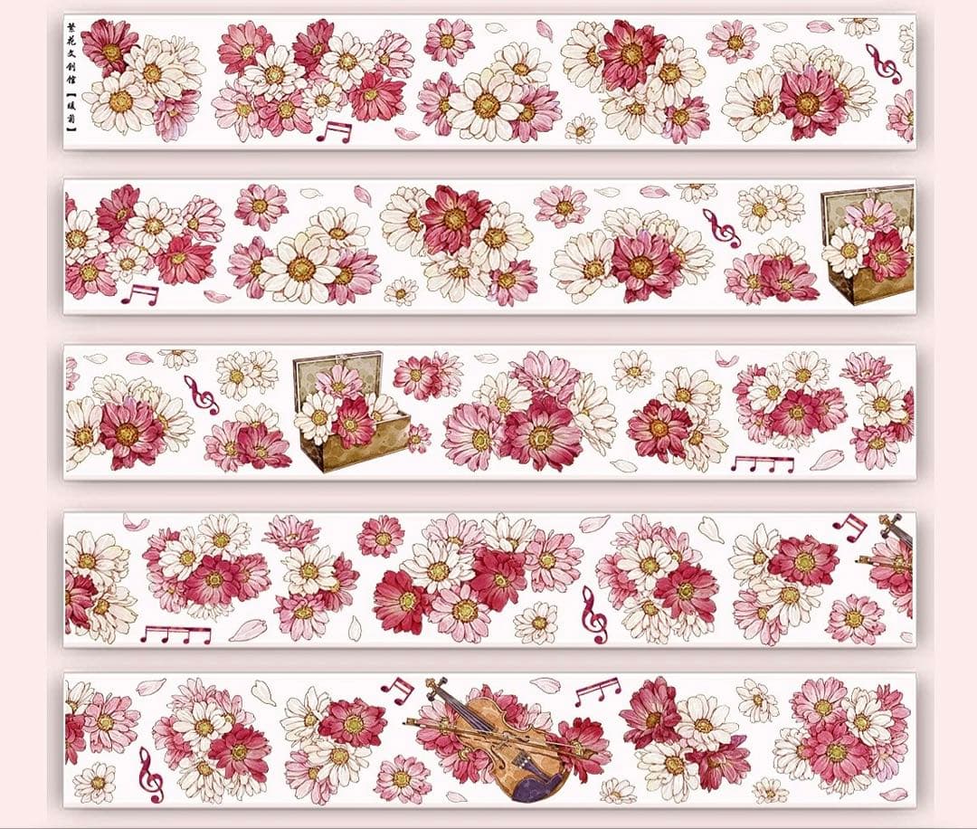 海外マスキングテープ巻売り 暖菊 コスモス フラワー花 人物マステ