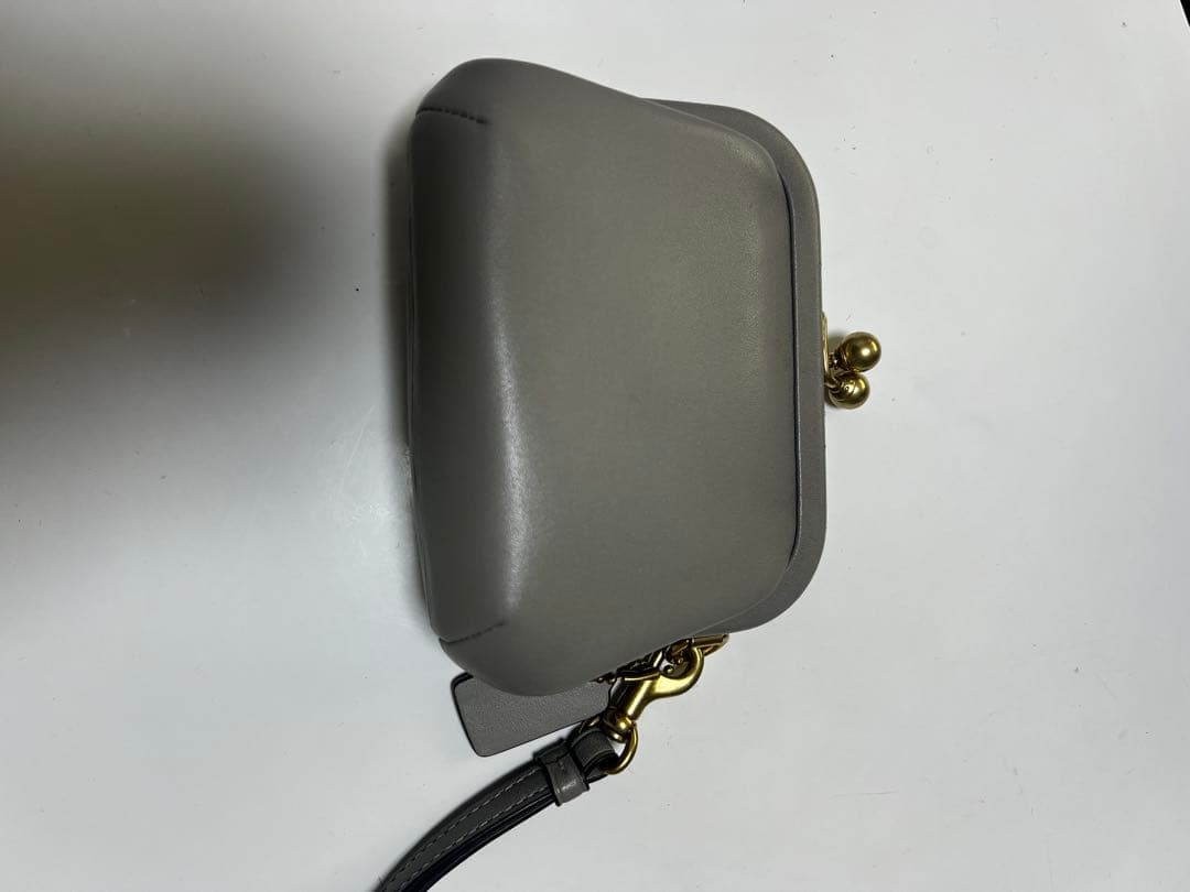 coachコーチキスロックパースがま口財布グラブタンレザー　グレー