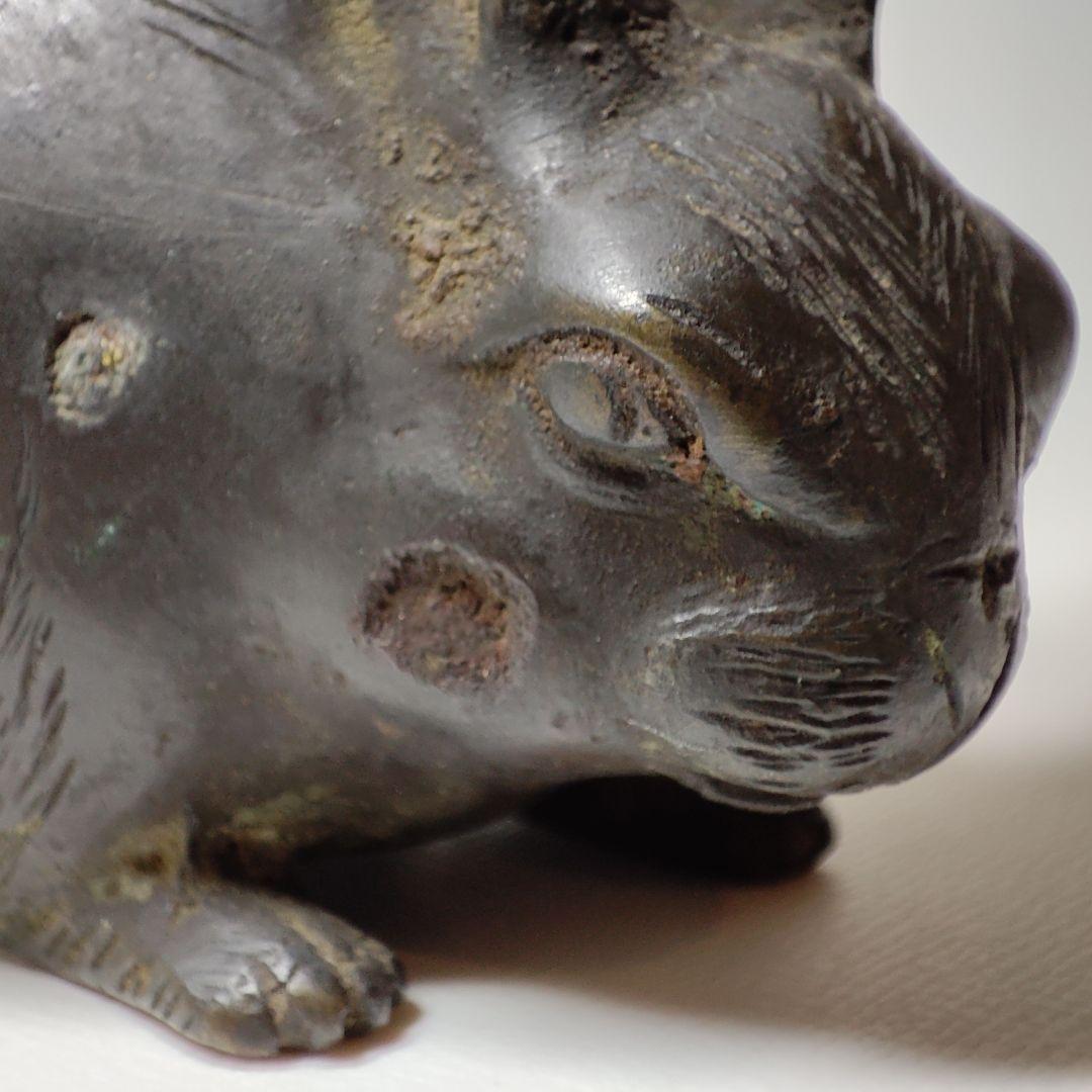 古銅うさぎ置物時代物