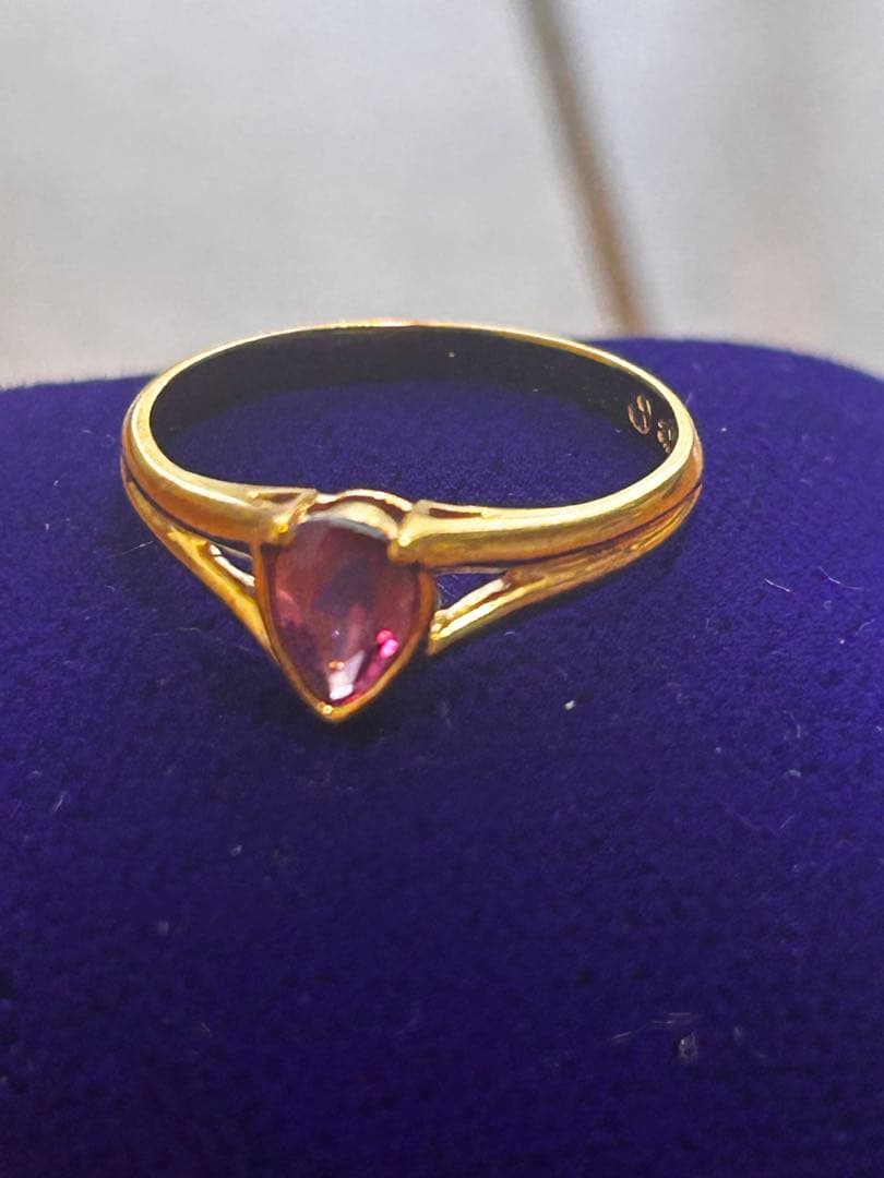 K18　ハートモチーフリング　指輪　ピンクトルマリン　12.5号