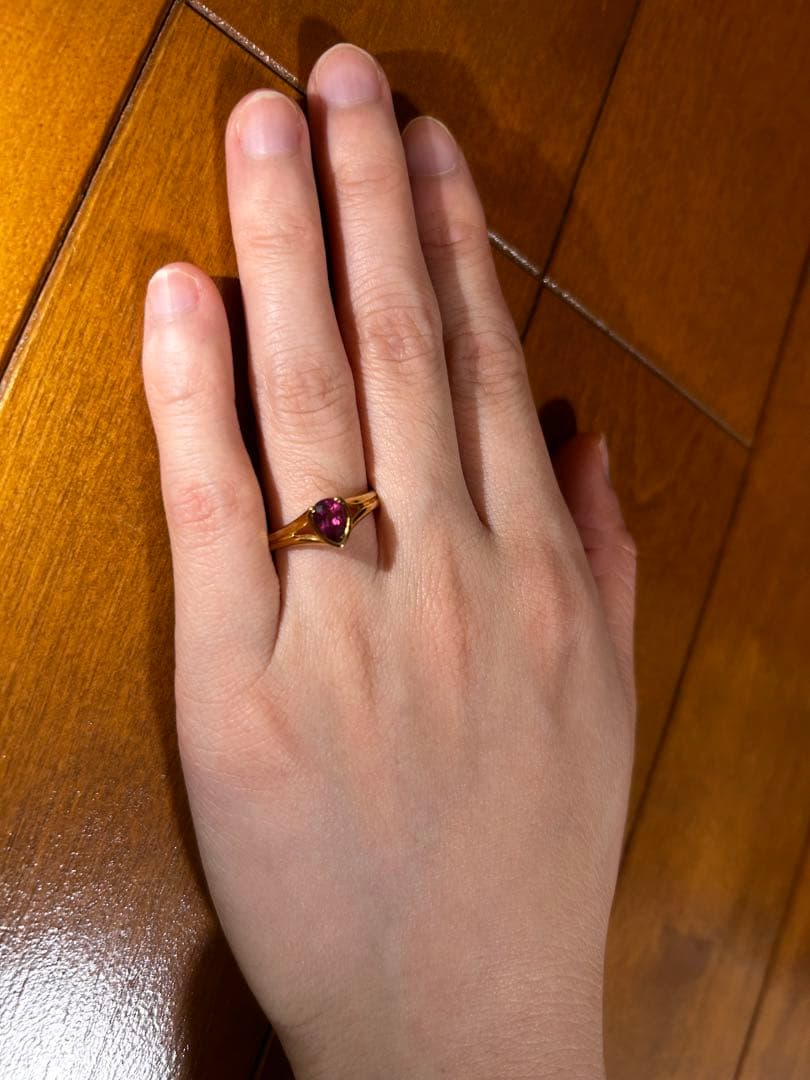 K18　ハートモチーフリング　指輪　ピンクトルマリン　12.5号