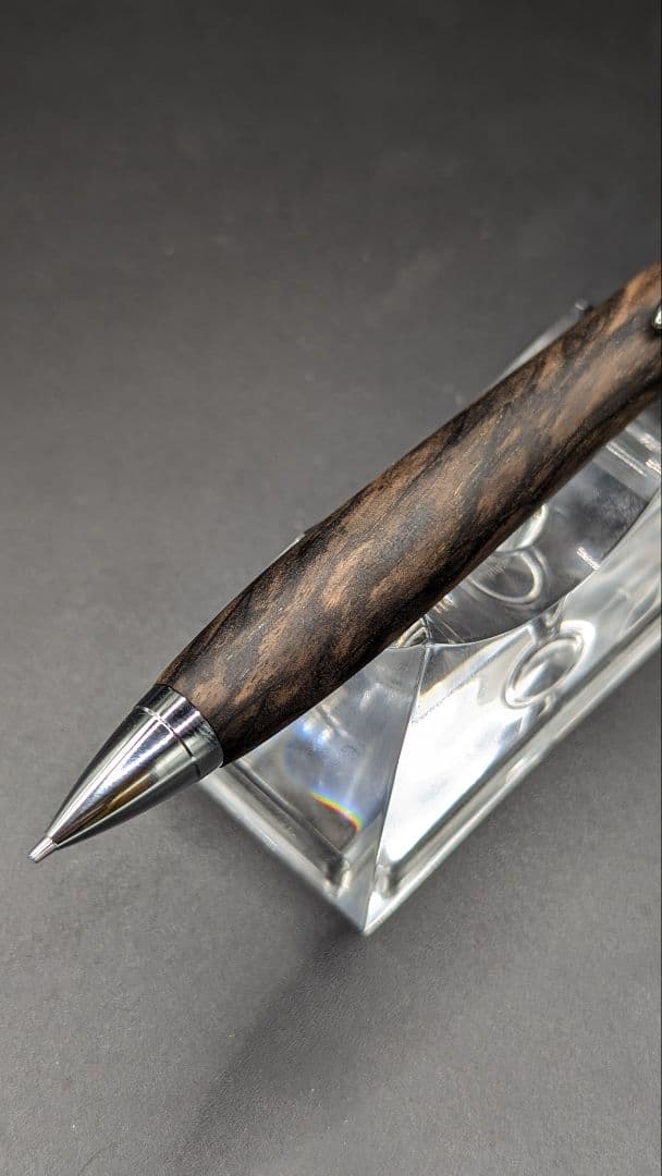 236ペン工房翌檜 極上 黒柿孔雀杢 木軸シャーペン 木軸ボールペン