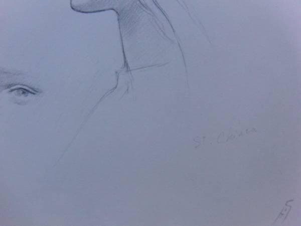 船越保武、聖クララ、希少額装用画集画、大判、新品高級額装付