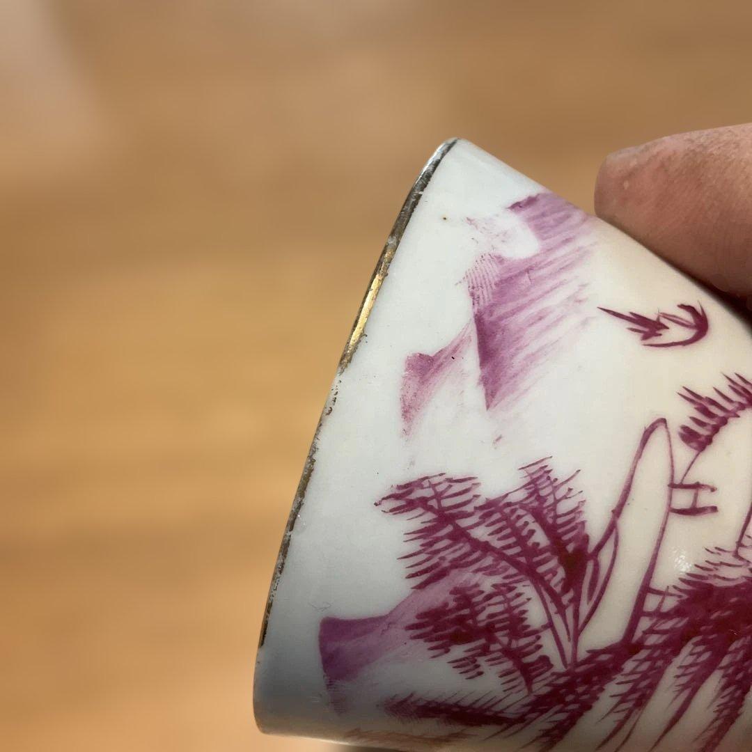 中国民国時代の茶碗 白地 赤絵 - メルカリ