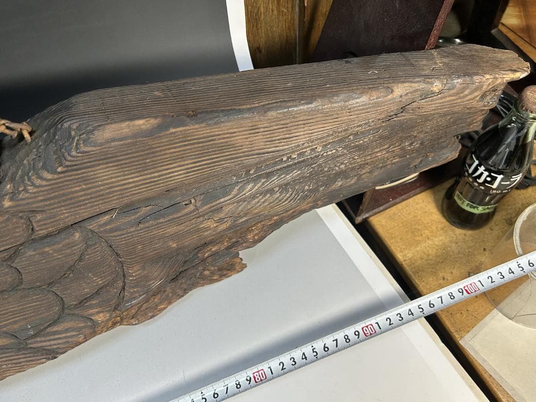 魚板 110㎝ 時代 古道具 壁掛け 魚鼓 在銘 仏教美術 雑貨 流木 オブジェ