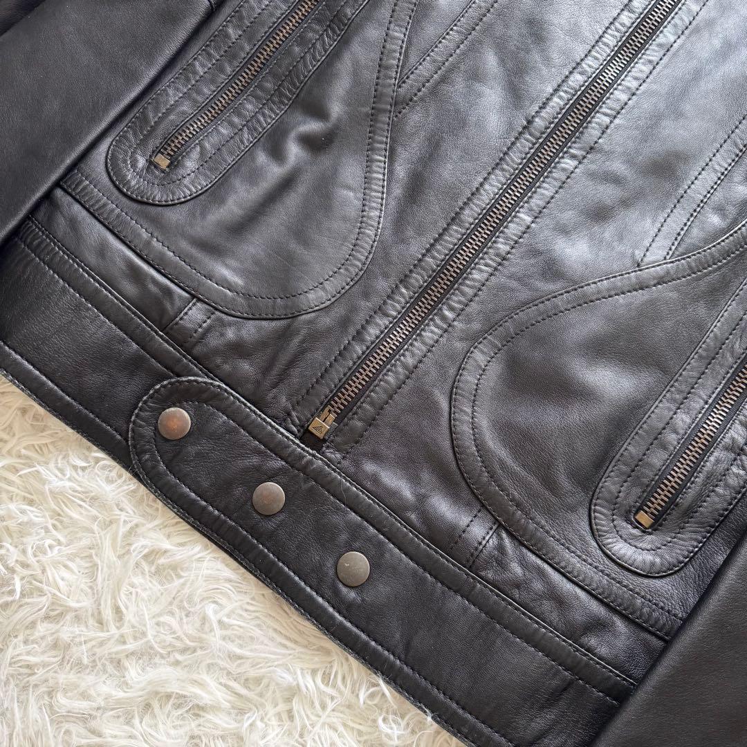 美品【ドルチェ＆ガッバーナ】ライイダース ラムレザー 黒 裏地DGロゴ