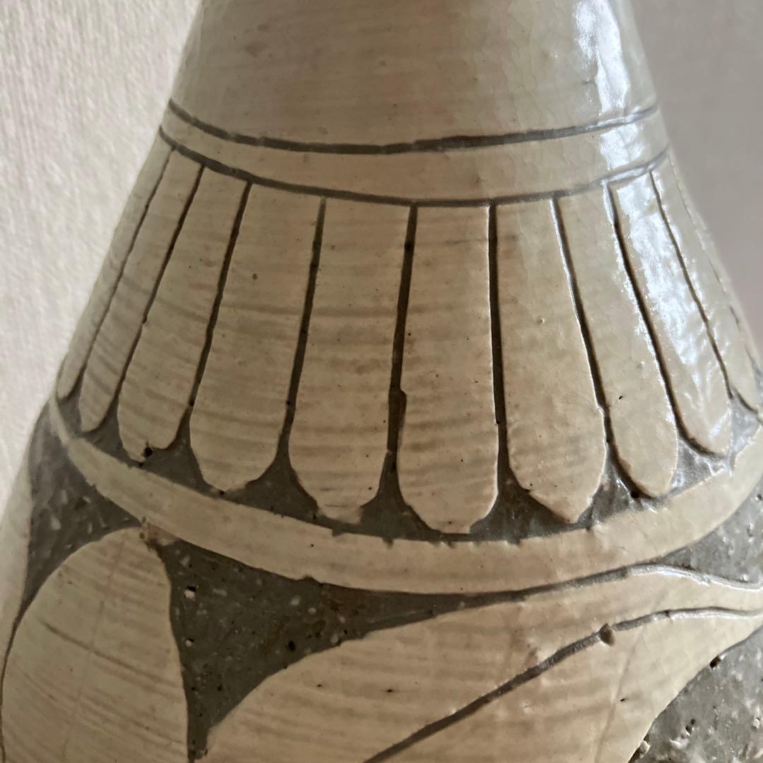 有光武元　かき落とし花瓶　大洞陶房