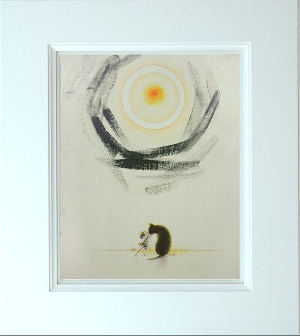 油絵 菅家令子絵 絵画インテリア額付(青緑＋金色の枠)F3-092018犬猫女子