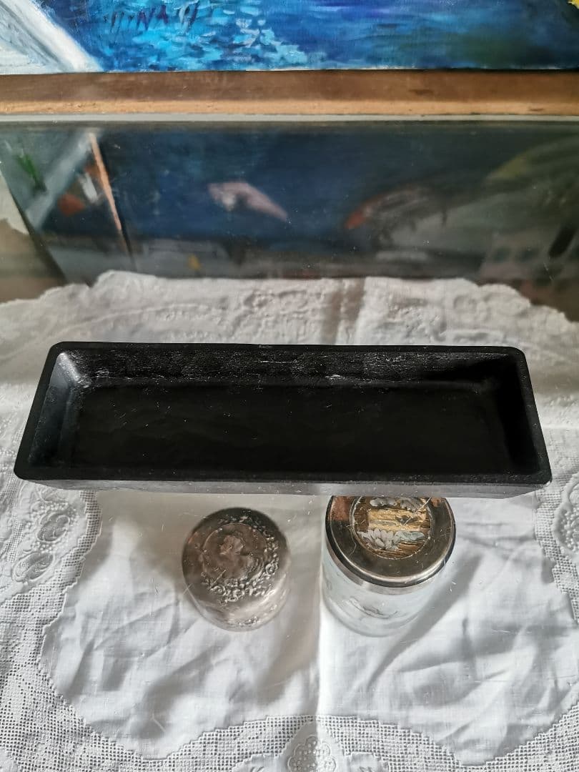 三谷龍二 黒漆 端正な細長深皿 角皿 木彫り漆塗り 美しいノミ