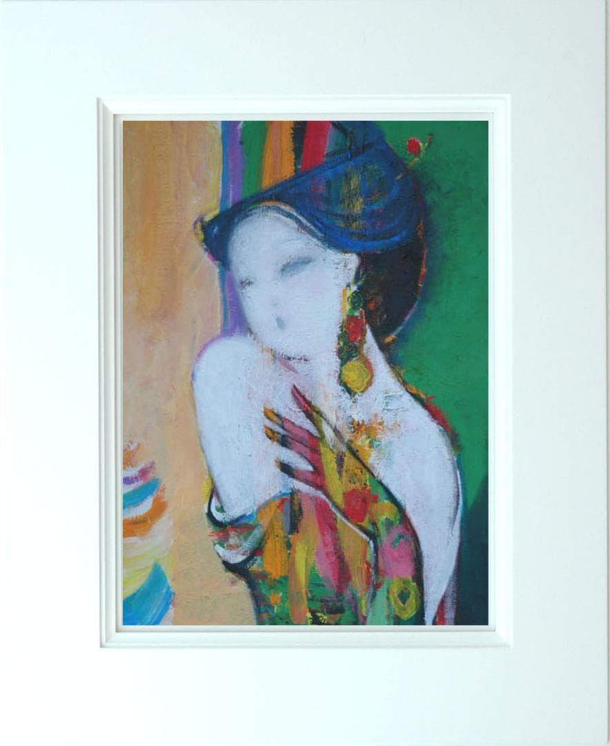 油絵 菅家令子 絵 絵画インテリア 額付(白) uF6-010111 人物 女性