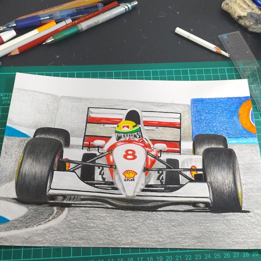 アイルトン・セナが色鉛筆で描いた作品