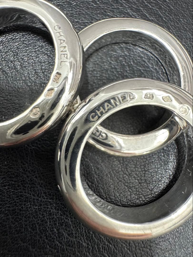 CHANEL シャネル ロゴ 3連リング SV925 ヴィンテージ13号〜14号