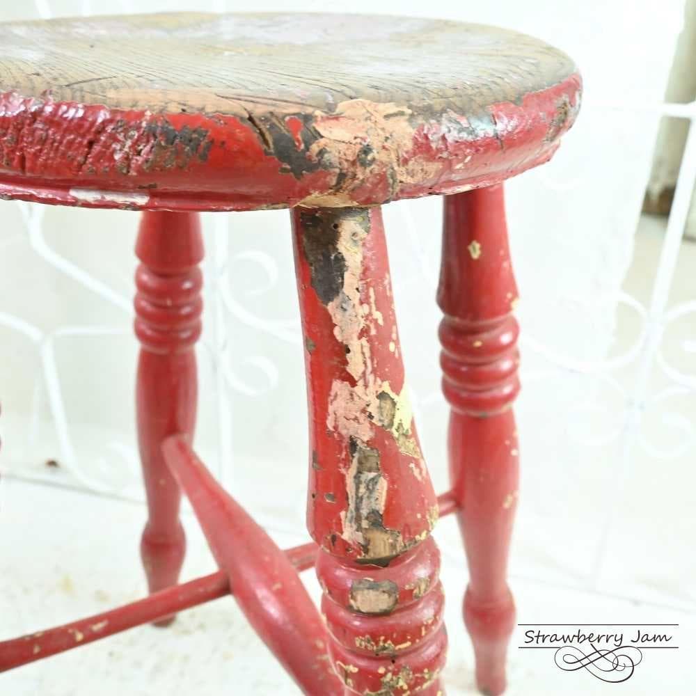 L3705-11 英国アンティーク スツール ヴィクトリア 赤 キッチンスツール