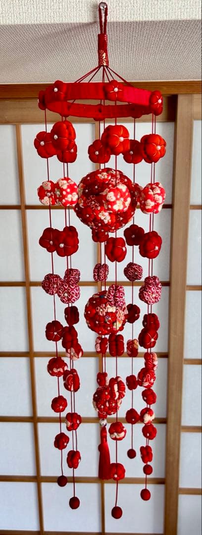 ※ご予約品※ 吊るし飾り 彩り9連 紅白・赤 2個