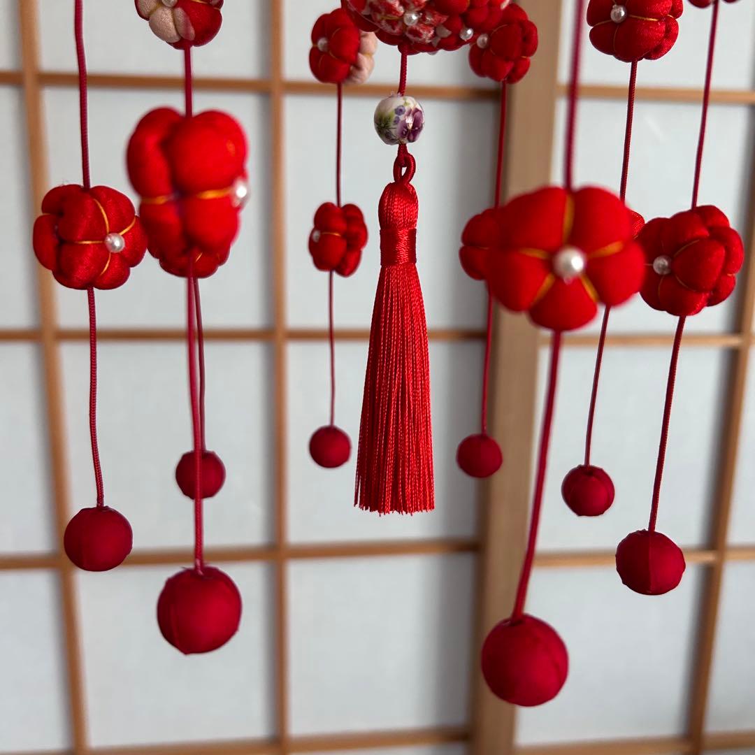 ※ご予約品※ 吊るし飾り 彩り9連 紅白・赤 2個