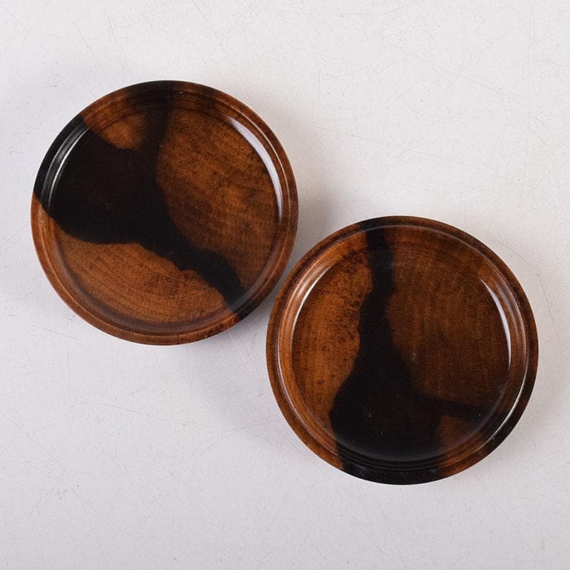 茶道具　福田芳朗作　黒柿香合　共布共箱　V　R8866