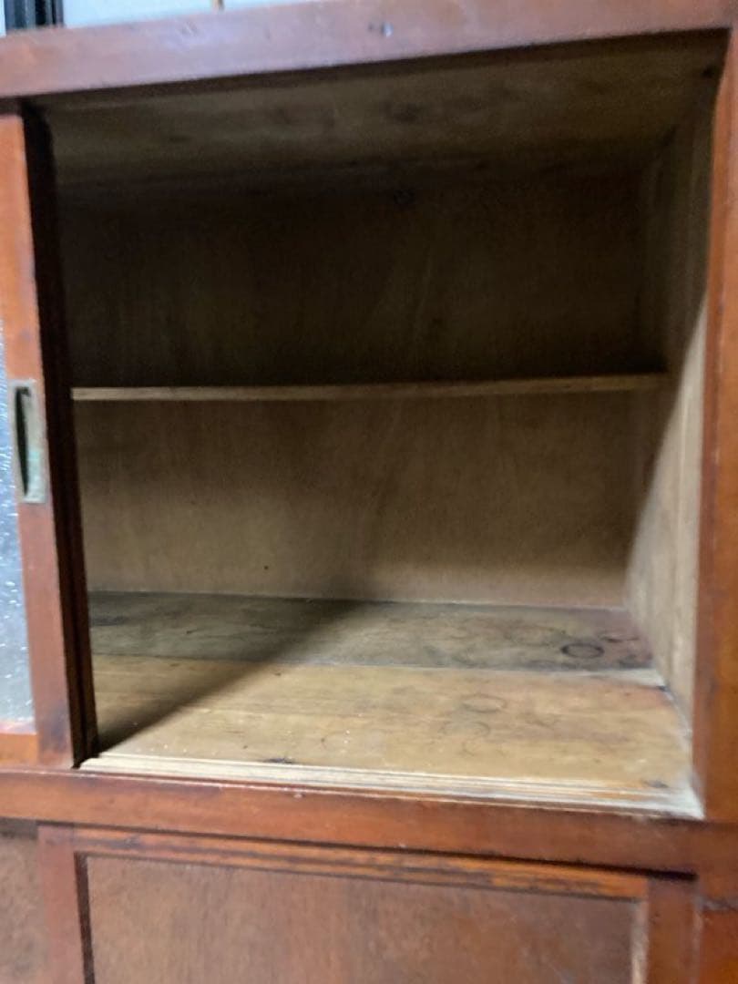 当時物 食器棚 ダイヤガラス 昭和レトロ 水屋箪笥 約87×43×
