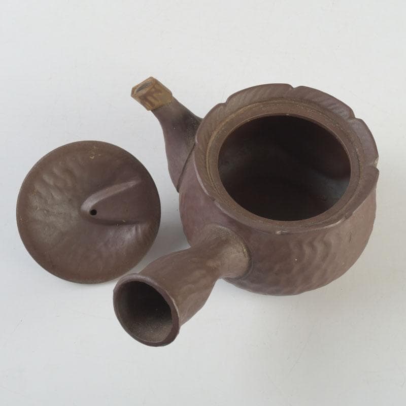 煎茶道具 萬古焼 英山造 紫砂 朱泥 鳥顔出 横手急須 V