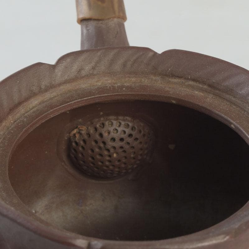 煎茶道具 萬古焼 英山造 紫砂 朱泥 鳥顔出 横手急須 V