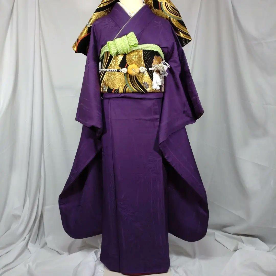 専用 63 O 着物 振袖フルセット 振袖 色無地 地模様 紫 - メルカリ