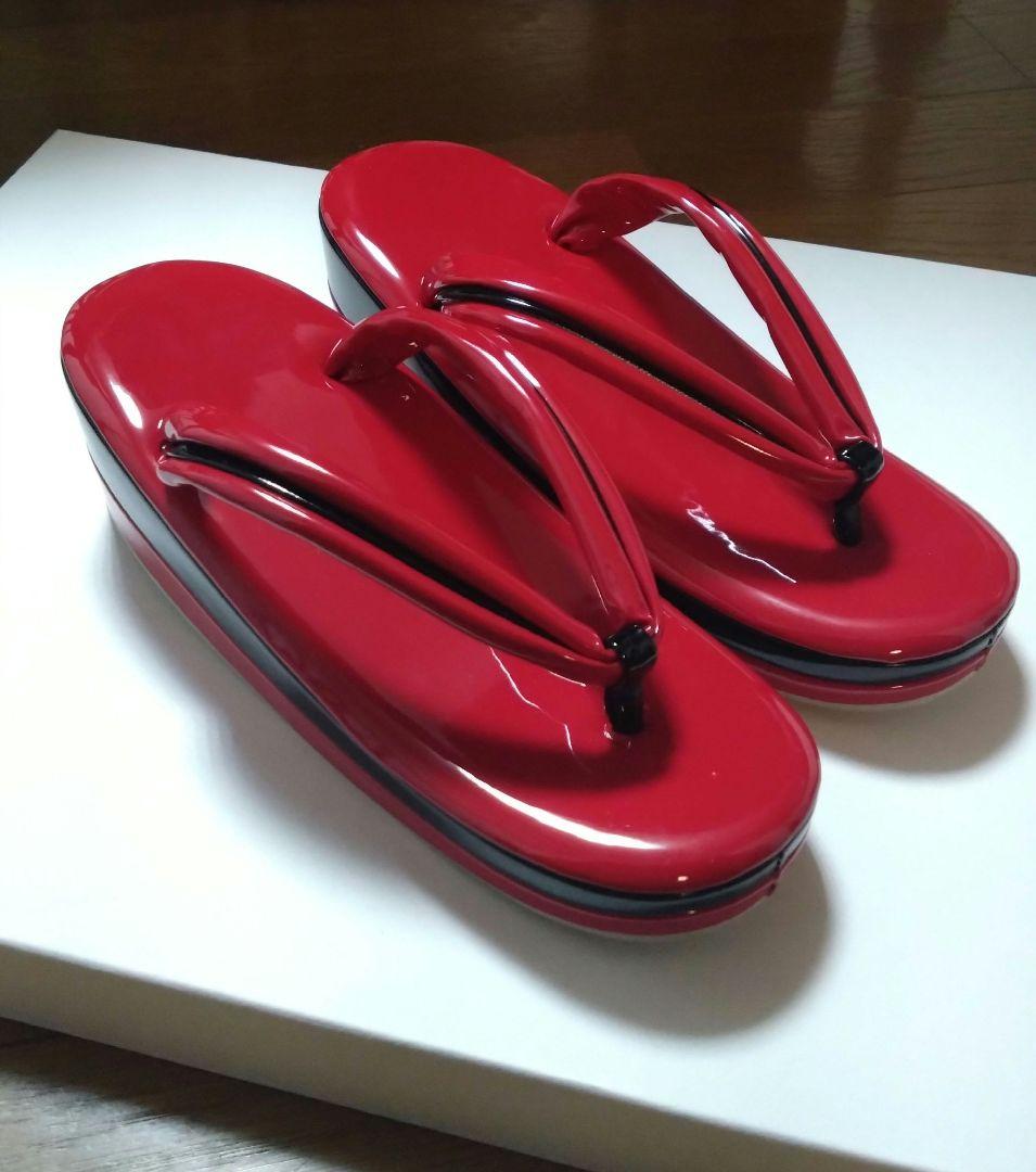 赤エナメル　和装バック&草履セット