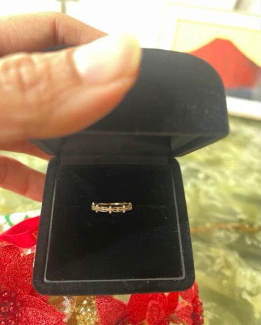 透かし模様10kゴールド レースピンキーリング