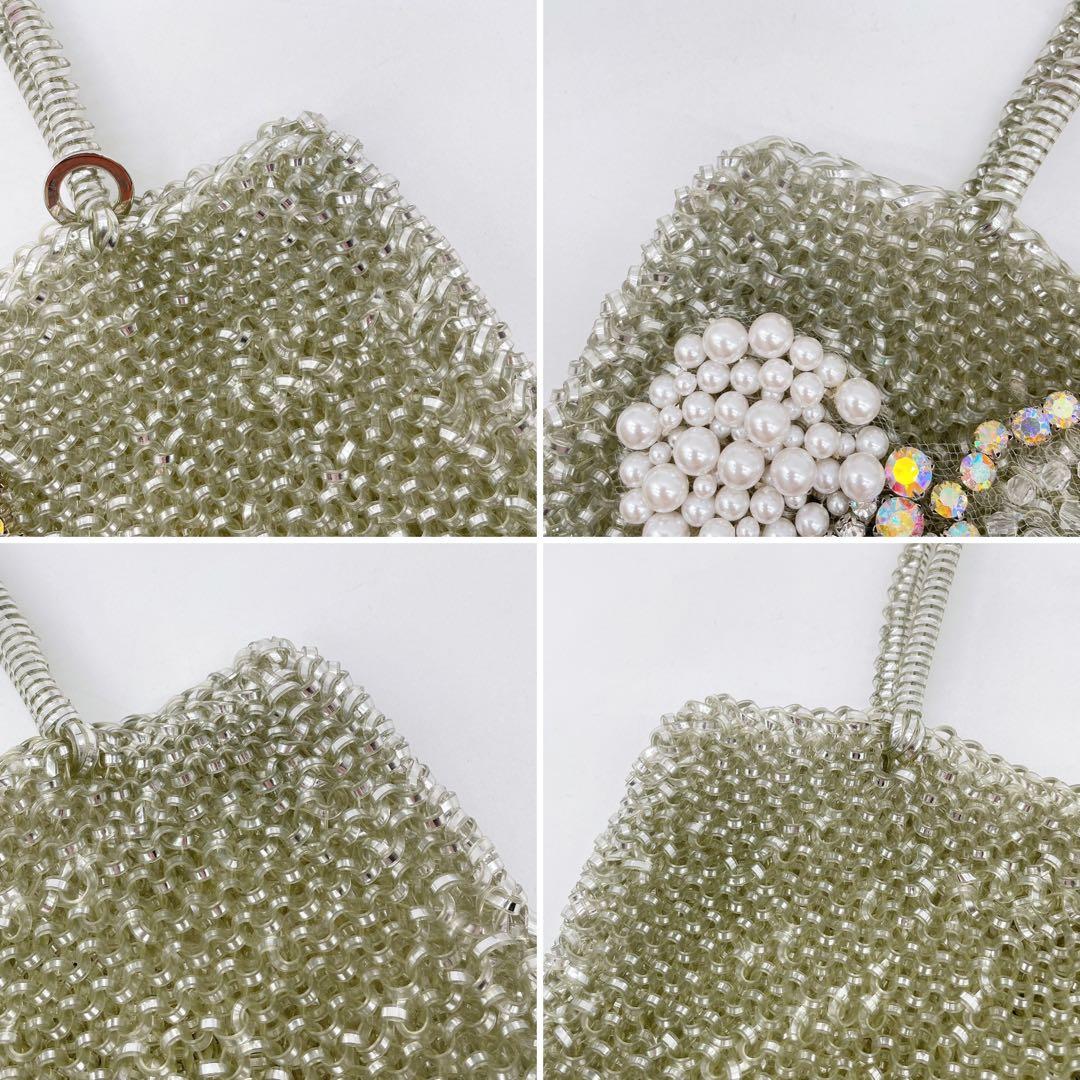 極美品✨【アンテプリマ】2wayワイヤーバッグ シルバーリボン ビジュー 保存袋