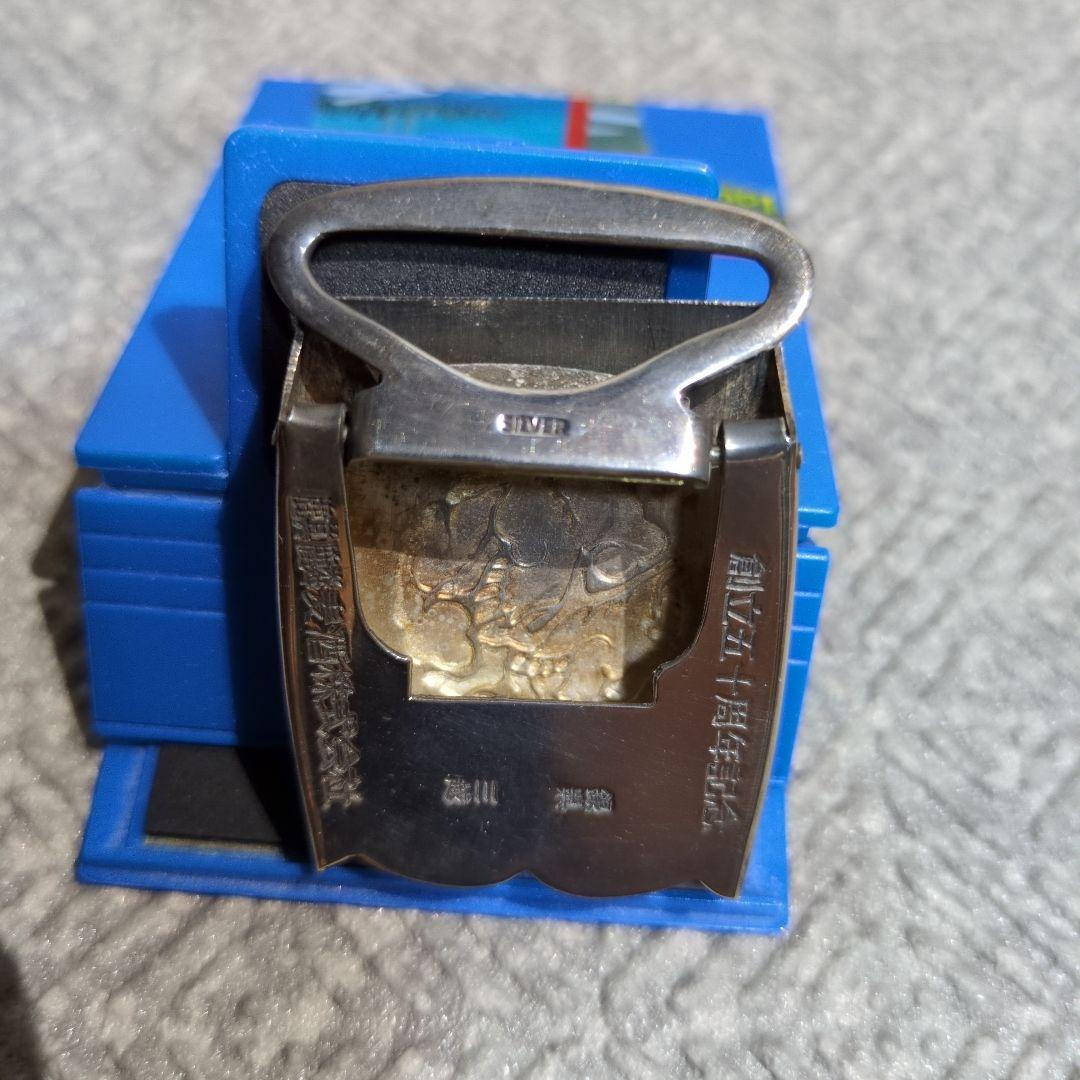 麒麟麦酒株式会社 創立50周年記念(1957年)東京三越 銀製バックル 共箱・栞