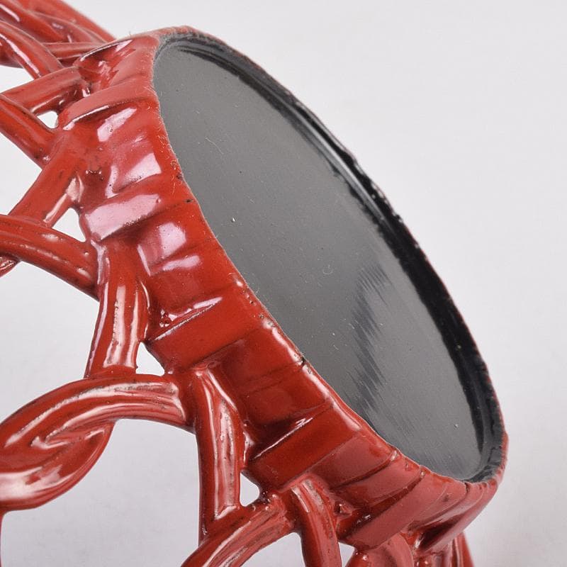 煎茶道具 根來塗 透かし茶托 五客 V R8874