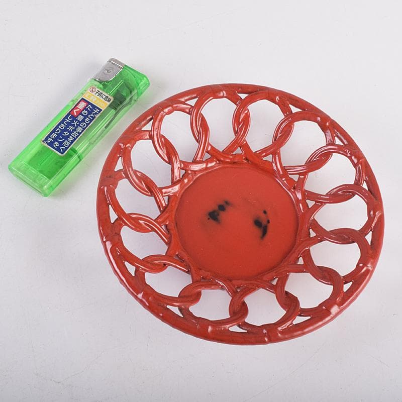 煎茶道具 根來塗 透かし茶托 五客 V R8874