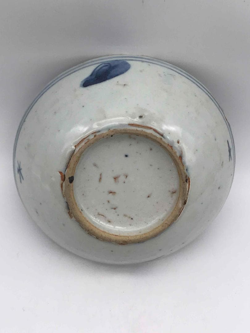 明時代 染付 青花花鳥文盤 古染付皿 唐物 古賞