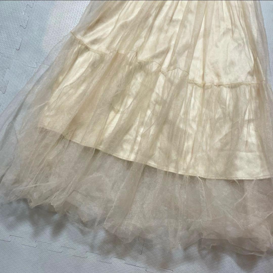 ローブドフルール DEA キャバクラ リボン チュール シアー ロング ドレス