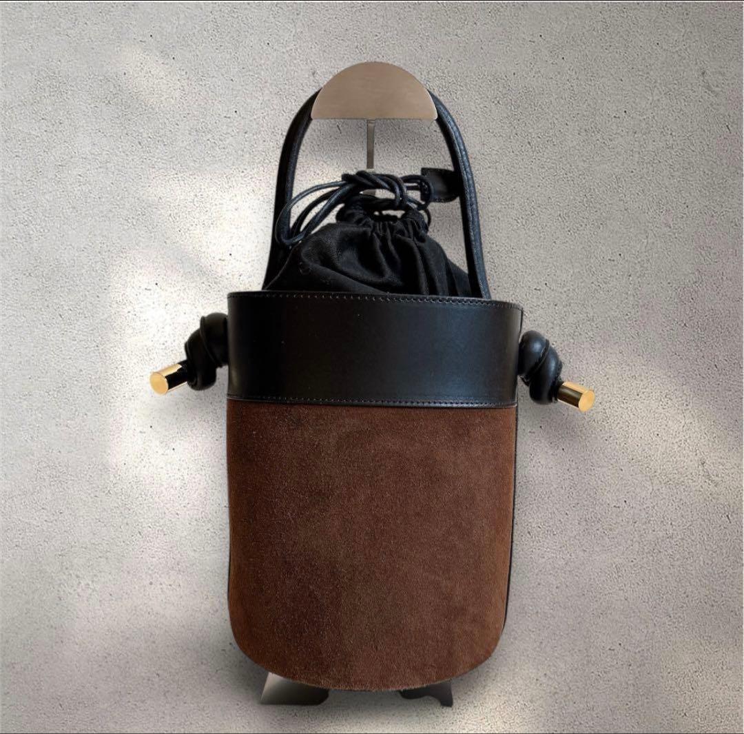 【美品】VIOLAd'ORO ヴィオラドーロ バケツバッグ トート巾着 スエード