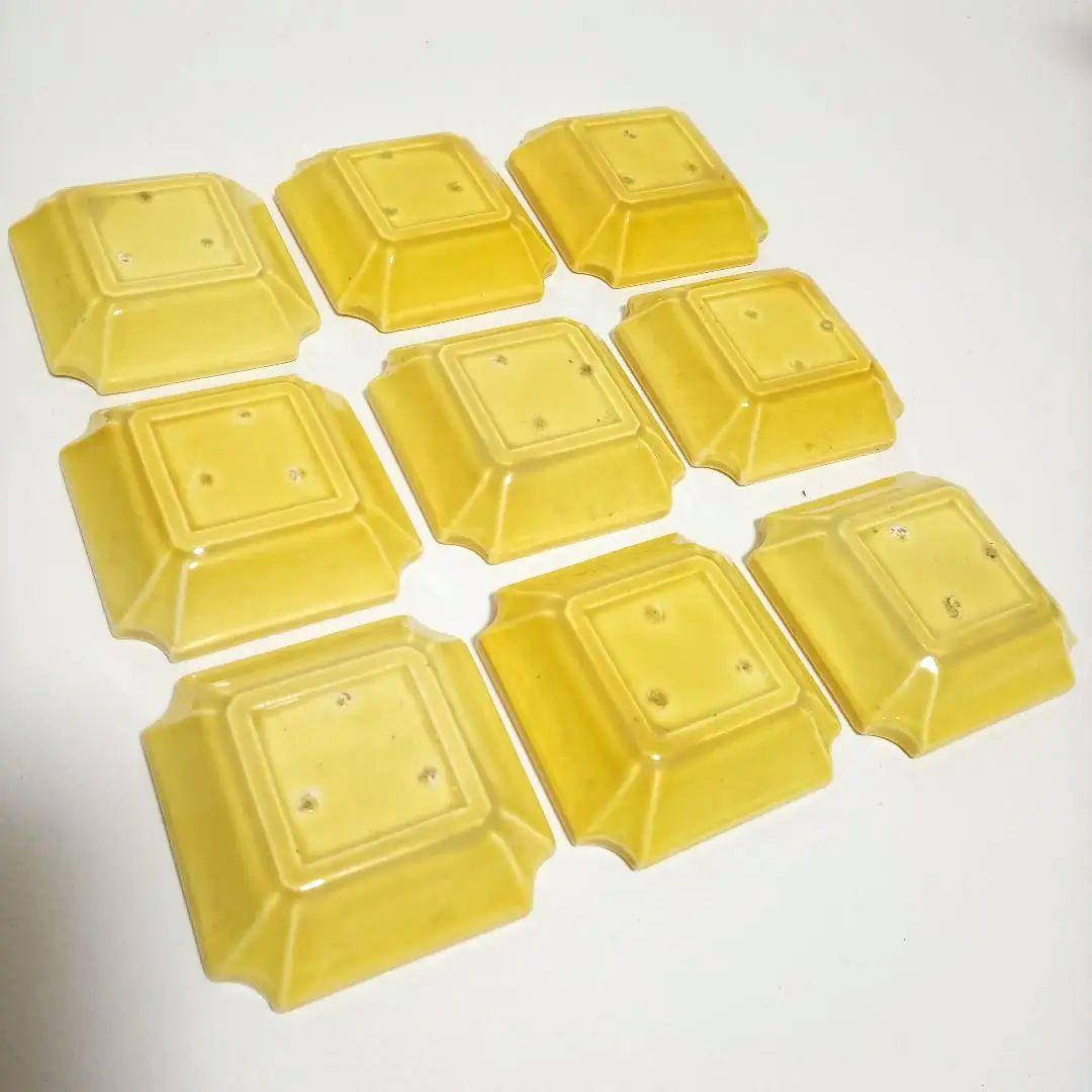 古陶器　珉平焼　隅切皿　豆皿　角皿　9枚　陶磁器　骨董品　年代物　アンティーク
