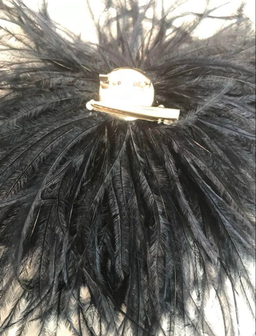オーストリッチ フェザーコサージュ ブラック L'Appartement