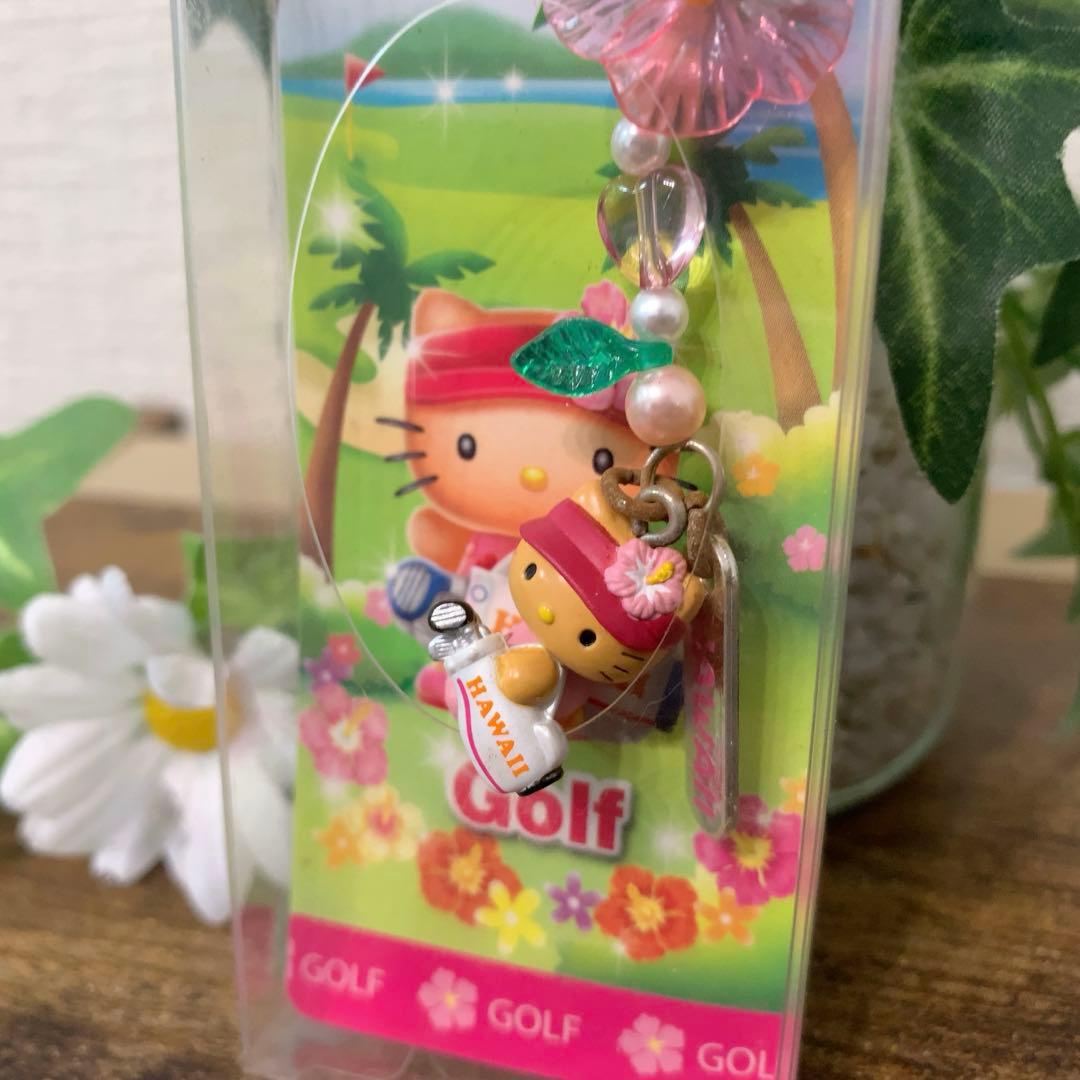激レア！！日焼けキティ　ハワイ限定 ゴルフ 根付け ストラップ　入手困難品