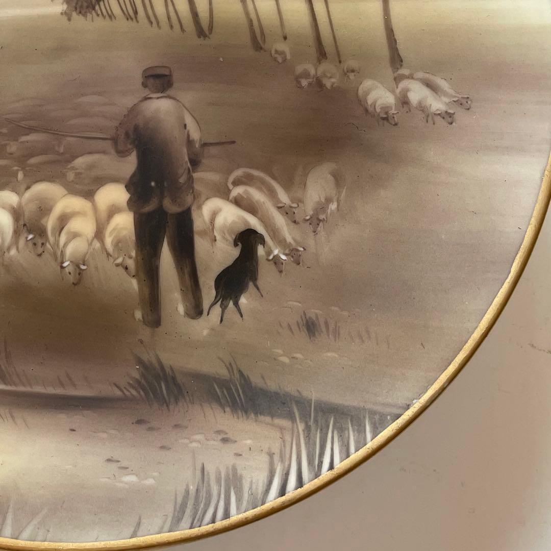 羊飼いと羊の群れ・A.モーヴ・1911年・米国輸出・25cm