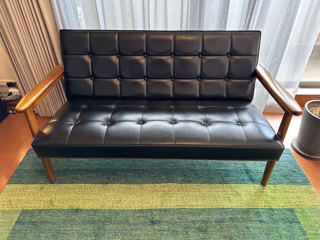 【がわしん】カリモク60 Kチェア2シーター/スタンダードブラック