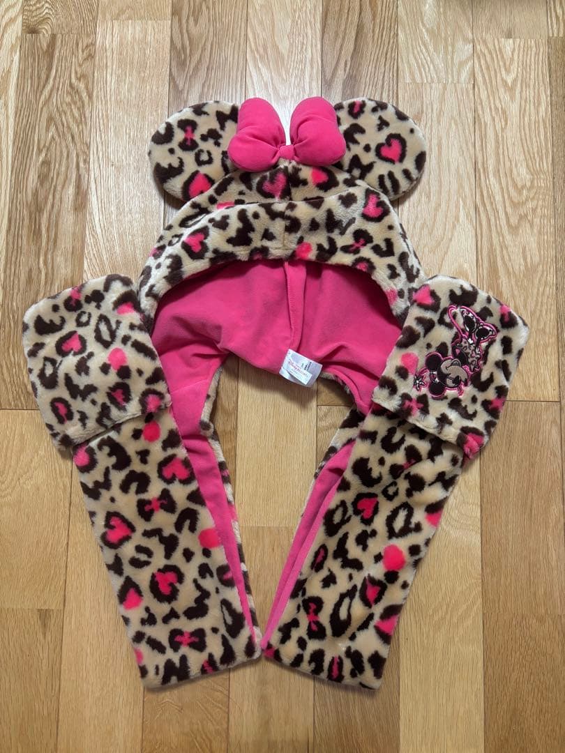 ミニーマウス ヒョウ柄キャップ ミニーマウス ヒョウ柄ファンキャップ