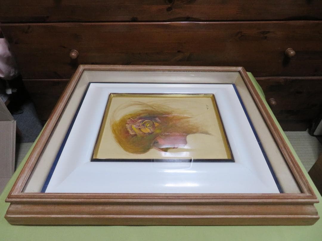 ◆ 作者不明　「少女像」（仮題）　油彩　F3号   アンティーク額◆