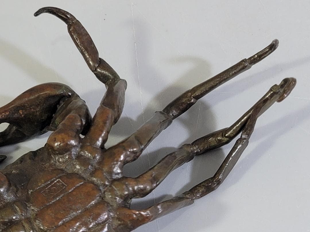 古銅 蟹 自在 盆石飾り 在銘 置物 DT613