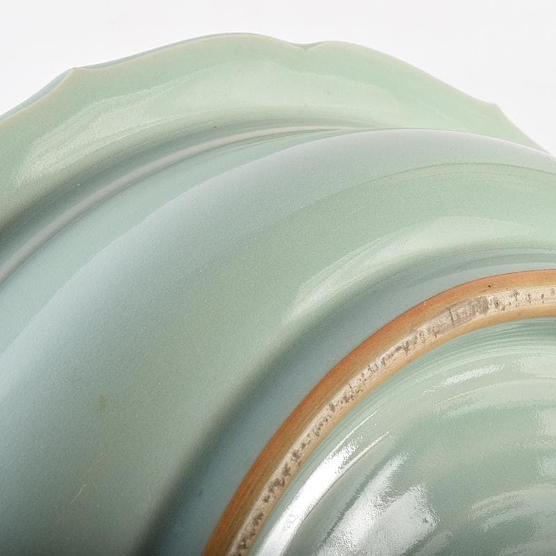 茶道具 京焼 初代宮永東山作 青磁八稜式瑞雲文 水盤 共箱