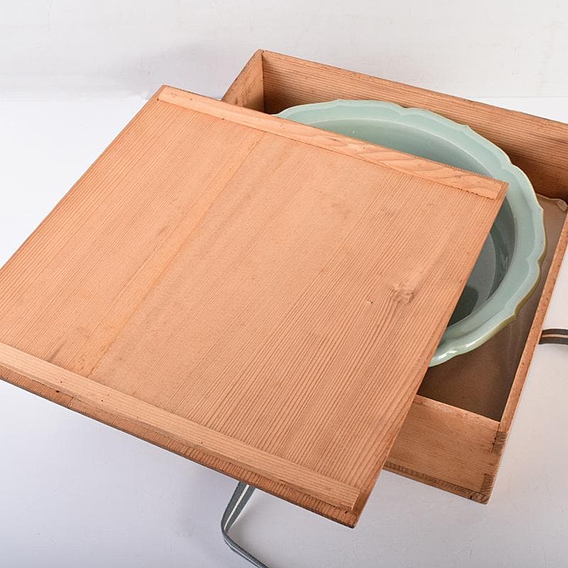 茶道具 京焼 初代宮永東山作 青磁八稜式瑞雲文 水盤 共箱