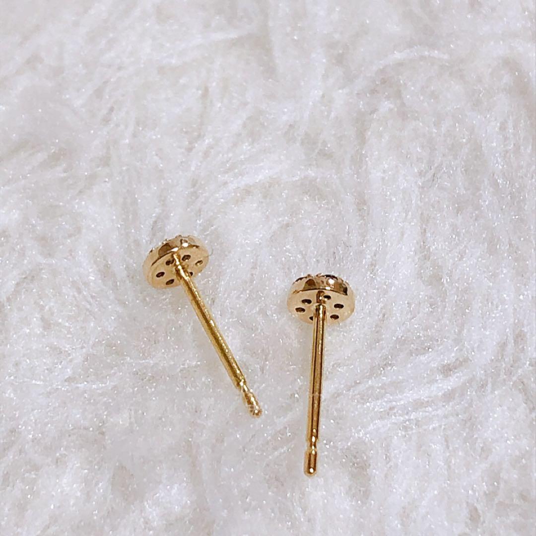 ete エテ K18 ダイヤモンド ピアス パヴェ スタッド イエローゴールド