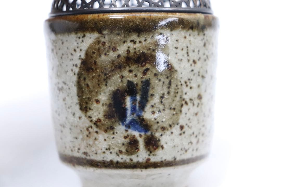 益子焼　香炉　銀ぼや　木箱入　送料込み1025