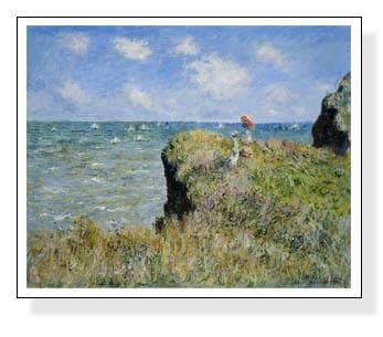 額装品/プールヴィルの断崖の上の散歩/クロードモネ/ポスター/アート/インテリア