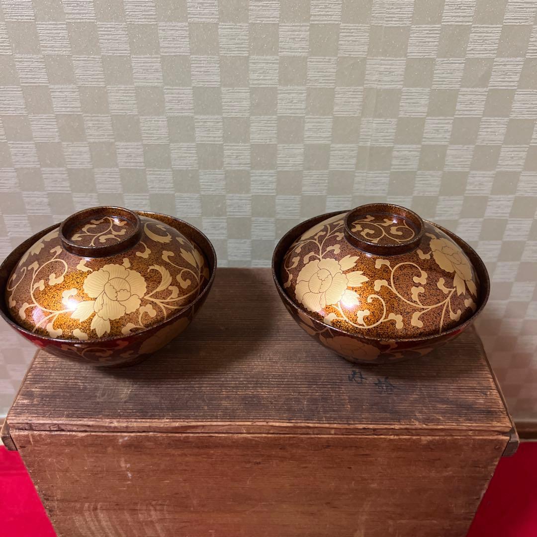 梨子地蒔絵吸物椀　10客供箱